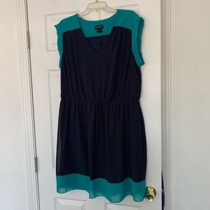 Color block navy and teal dress 20W